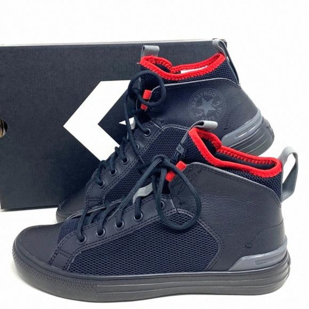 Converse Ultra Future Sport Mid Top Black Red Leather A01426C Women's Shoes Mesh